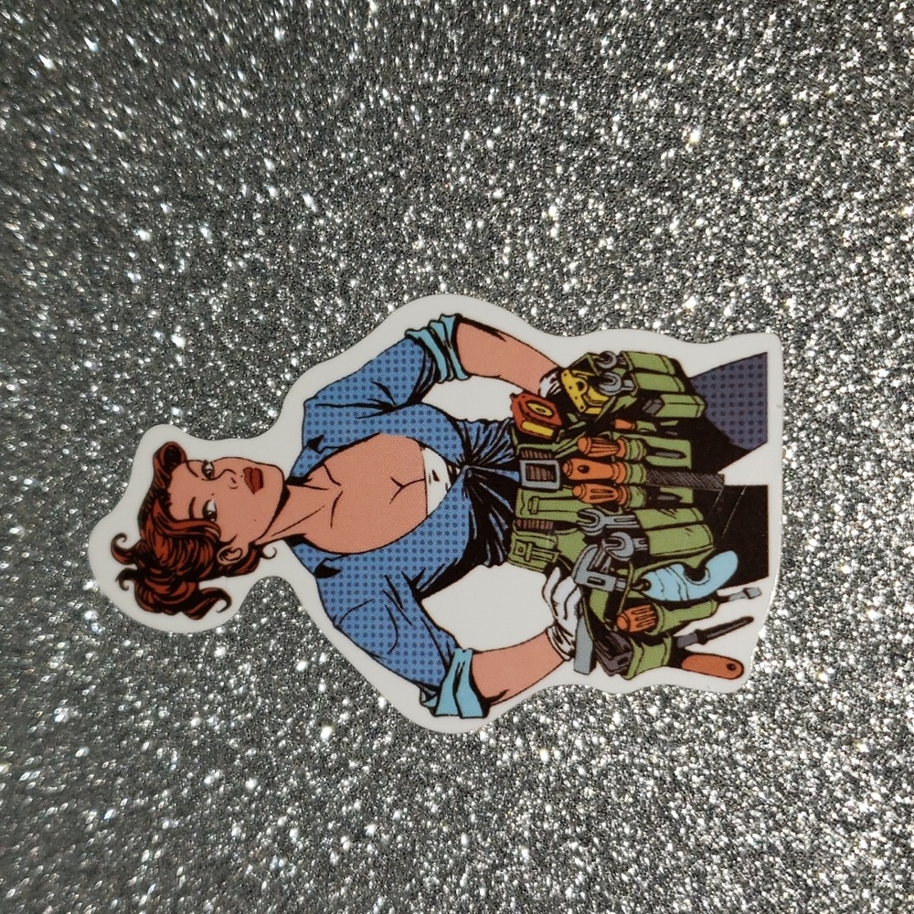 PIN-UP RETRO Waterproof Sticker mechanic